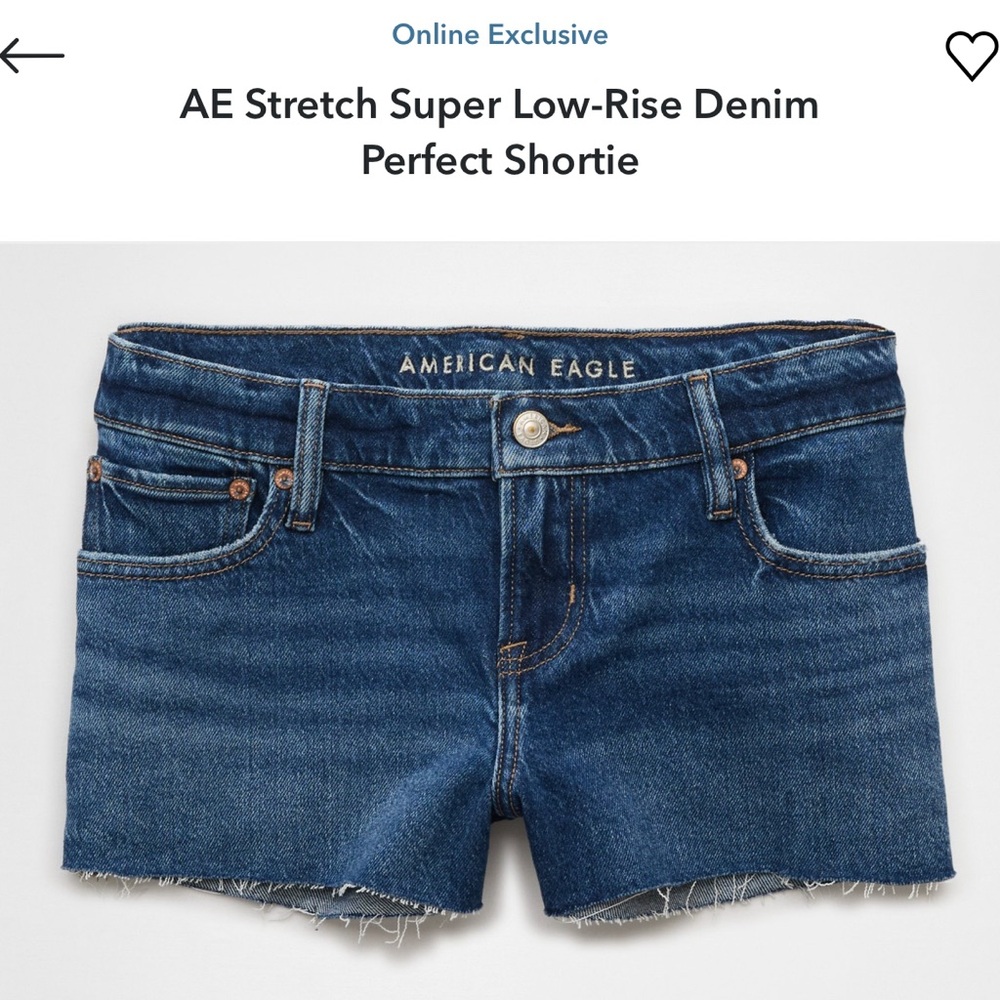 American Eagle Super‎ Low Rise Perfect Shortie Denim Shorts 00 NWT